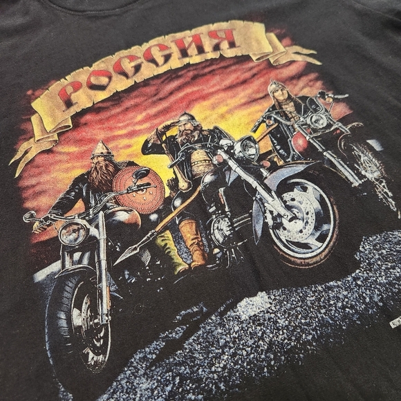 VINTAGE Pogghr Motorcycle Tshirt, Black/Yellow Mens XL(listing as) - Picture 3 of 5